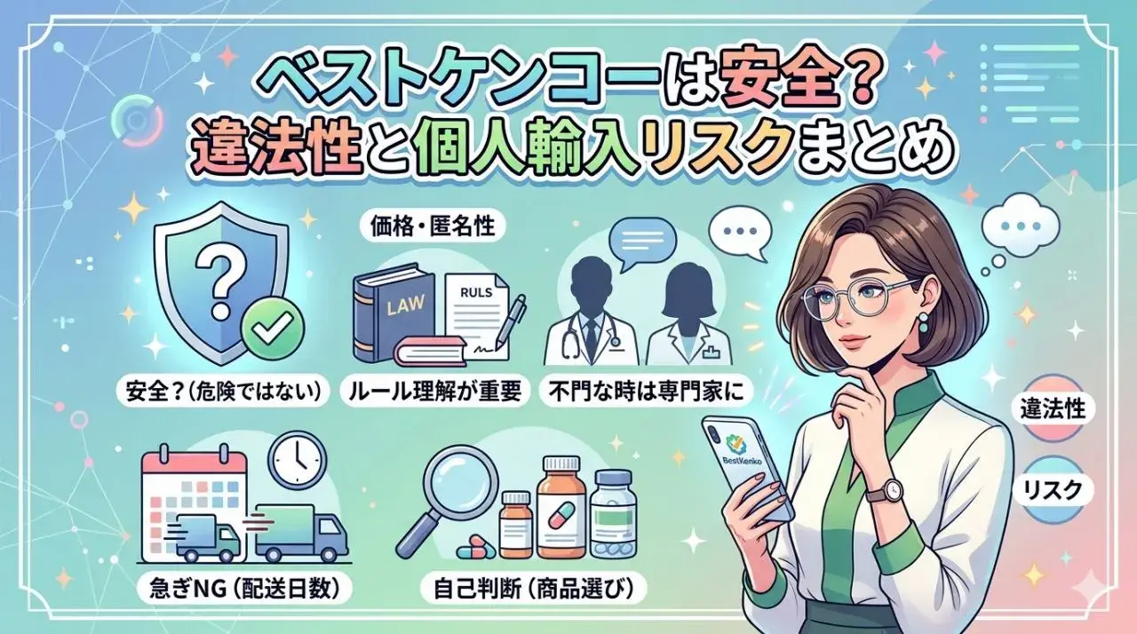 ベストケンコーは安全？違法性と個人輸入リスクまとめ