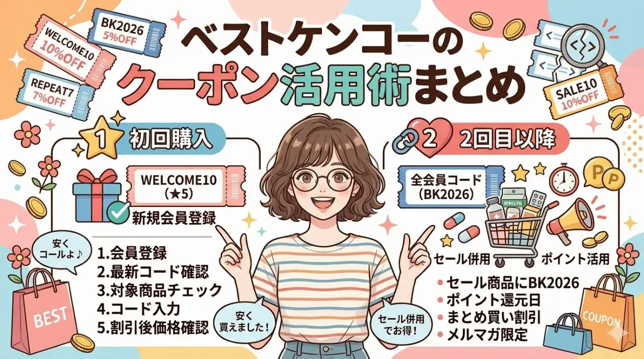 ベストケンコーのクーポン活用術まとめ