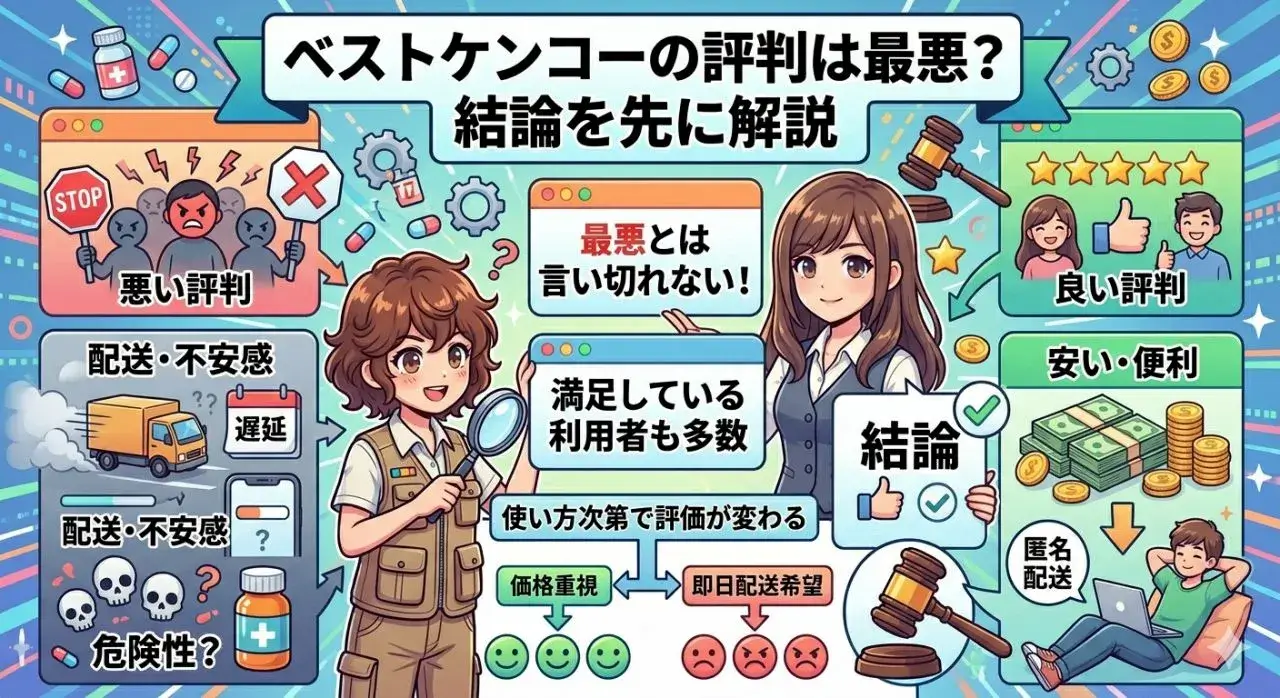 ベストケンコーの評判は最悪？結論を先に解説