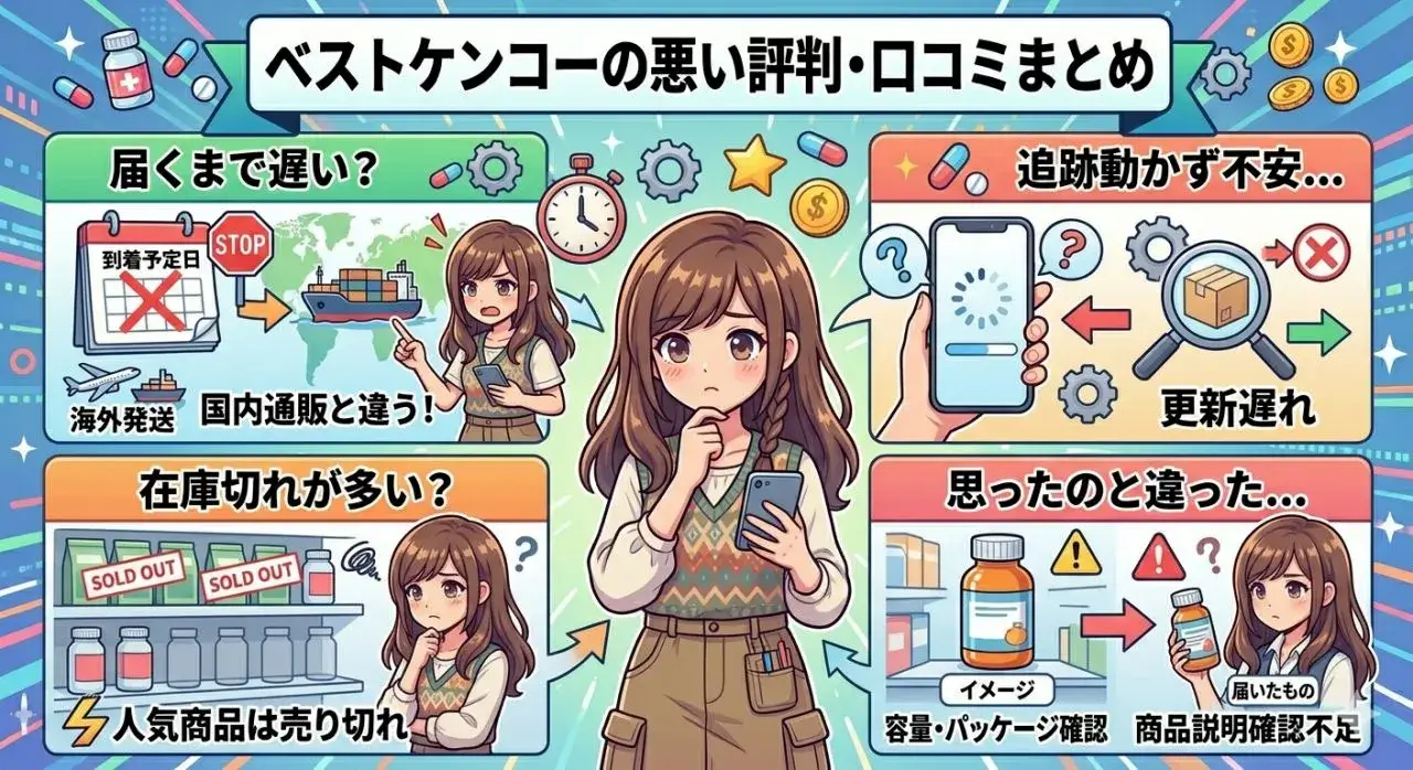 ベストケンコーの悪い評判・口コミまとめ