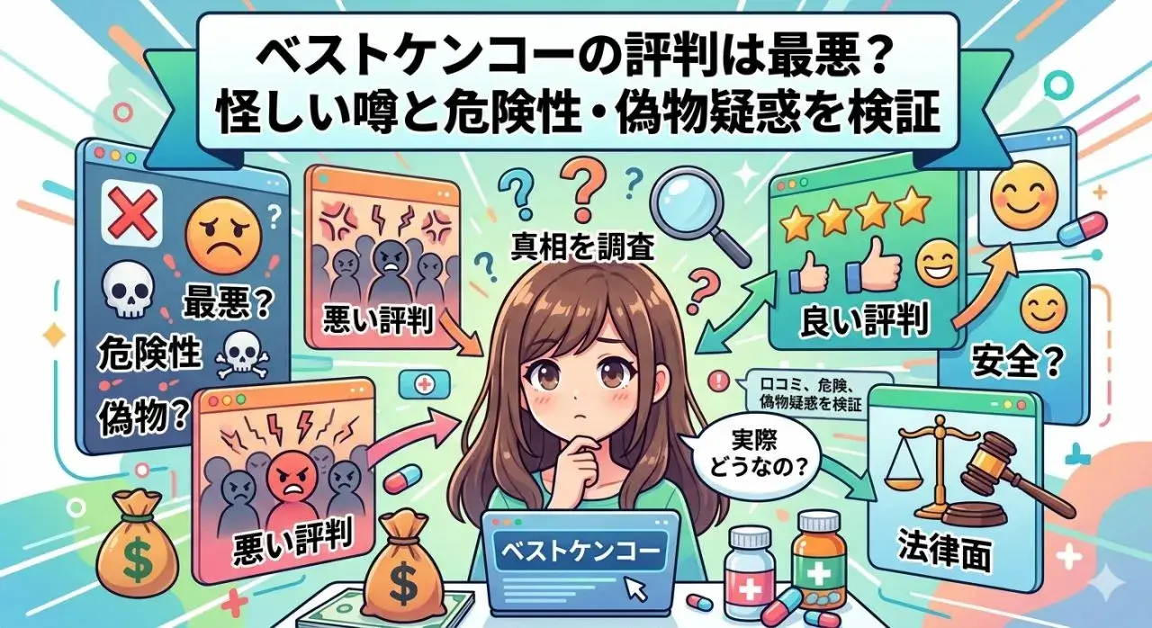 ベストケンコーの評判は最悪？怪しい噂と危険性・偽物疑惑を検証