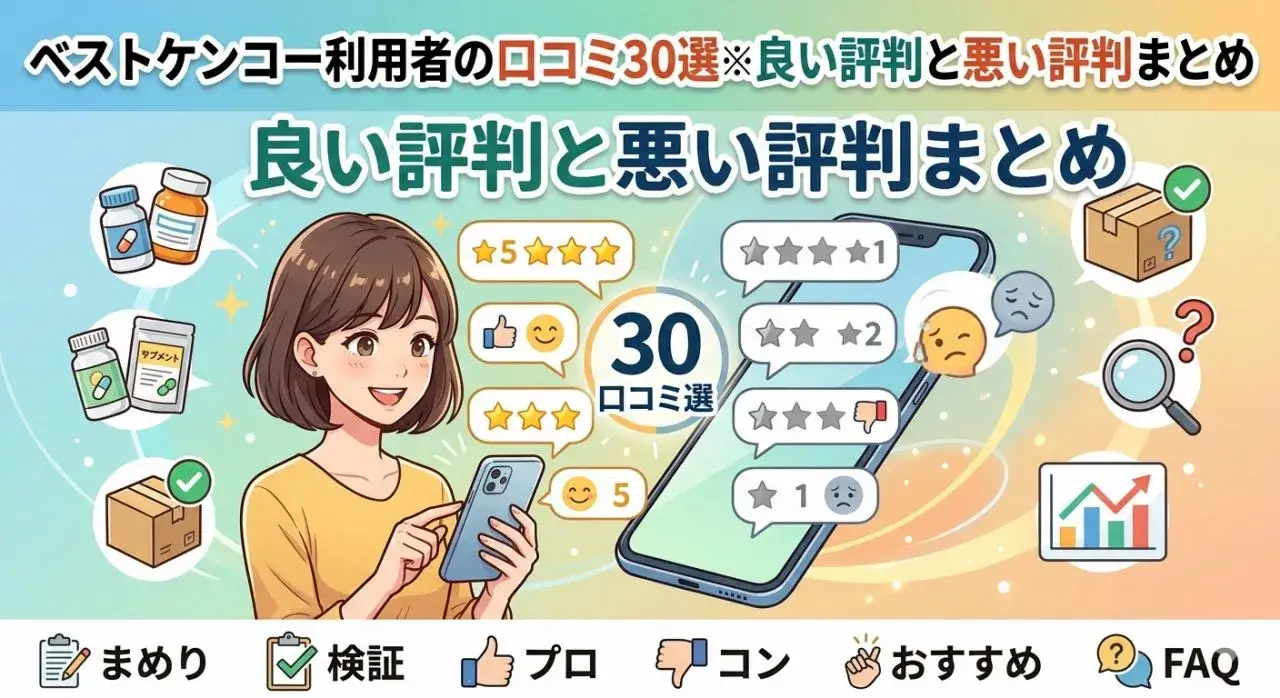 ベストケンコー利用者の口コミ30選※良い評判と悪い評判まとめ