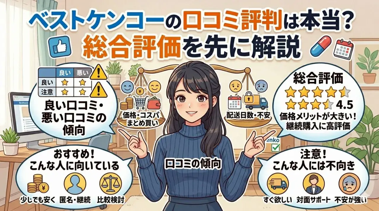 ベストケンコーの口コミ評判は本当？総合評価を先に解説