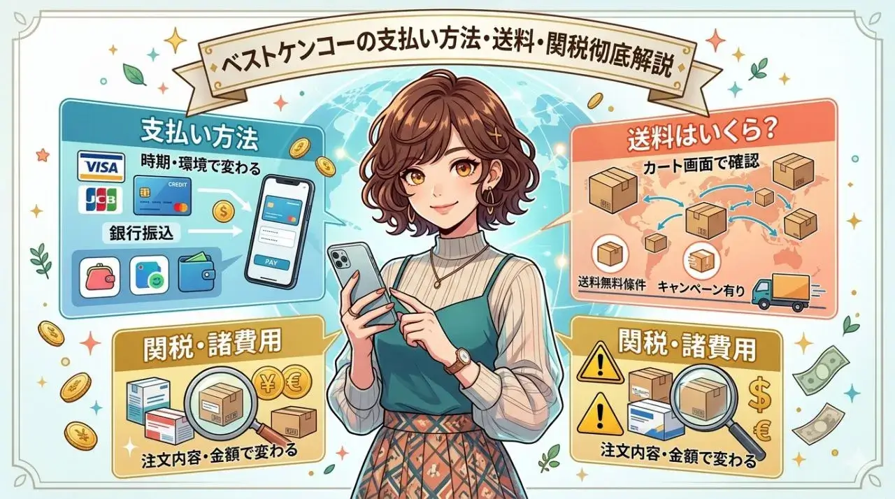 ベストケンコーの支払い方法・送料・関税