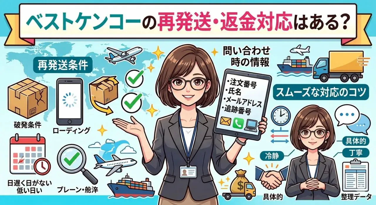 ベストケンコーの再発送・返金対応はある?