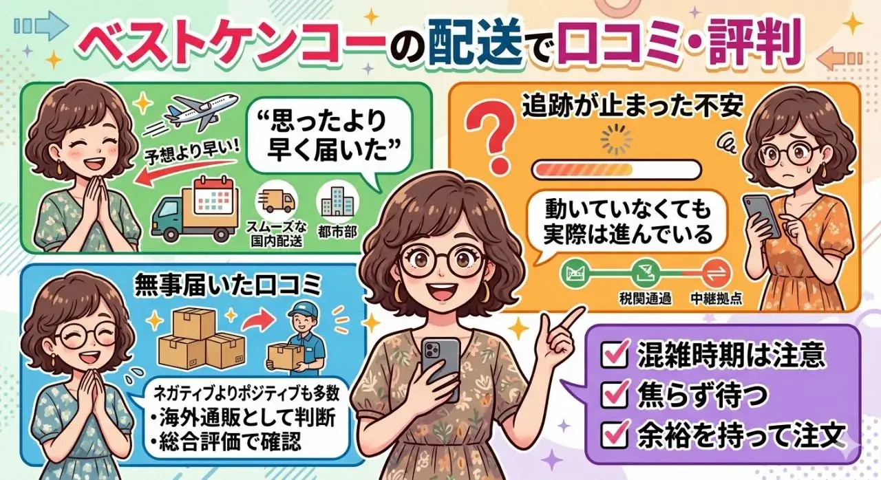 ベストケンコーの配送でよくある口コミ・評判