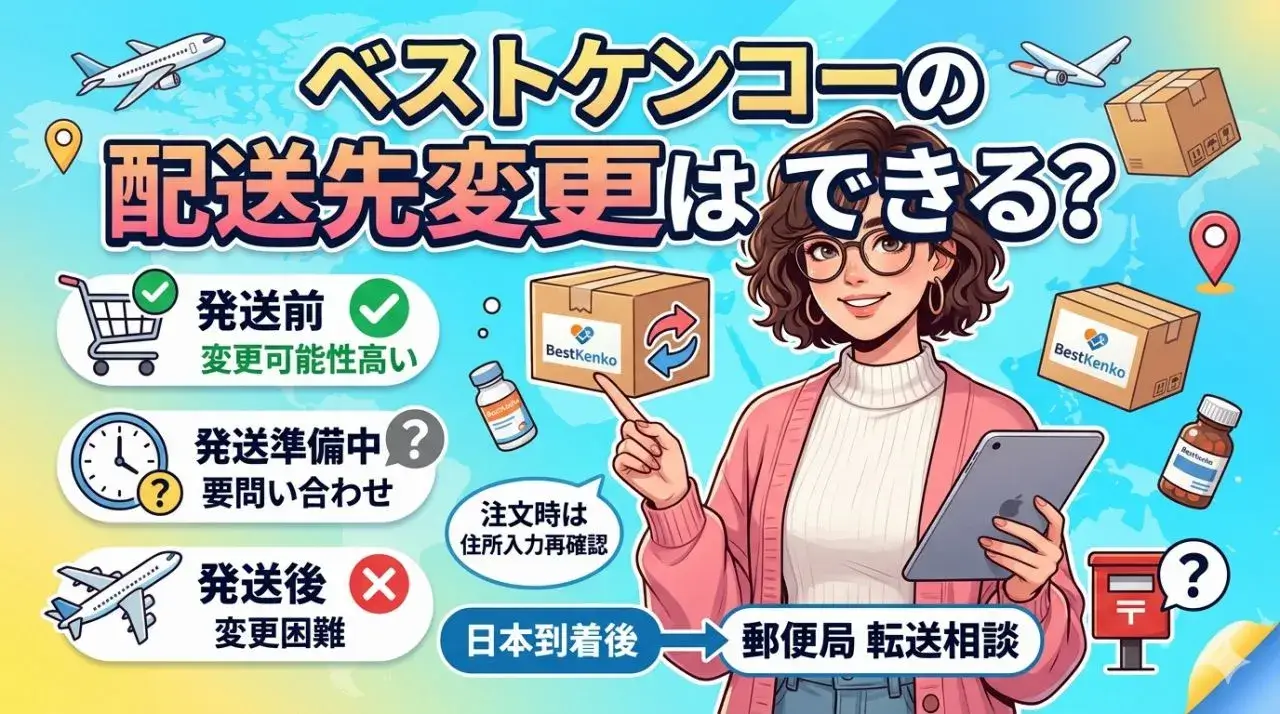 ベストケンコーの配送先変更はできる？