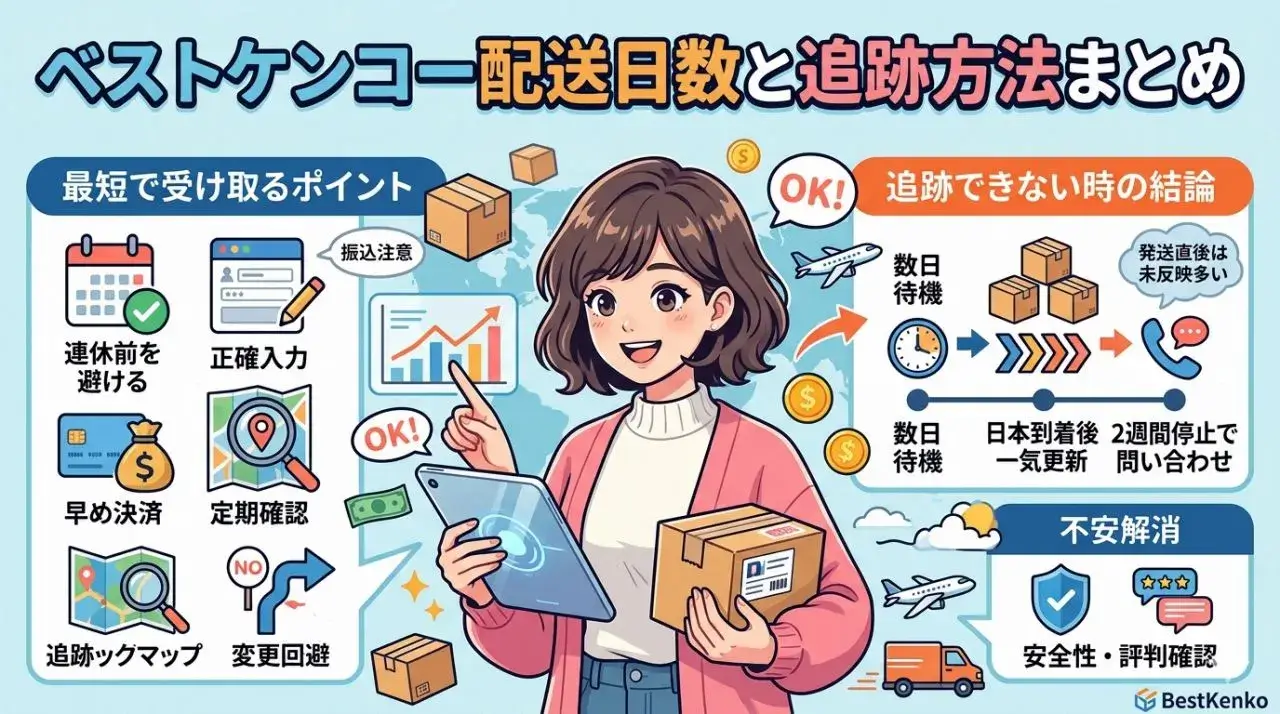 ベストケンコー配送日数と追跡方法まとめ