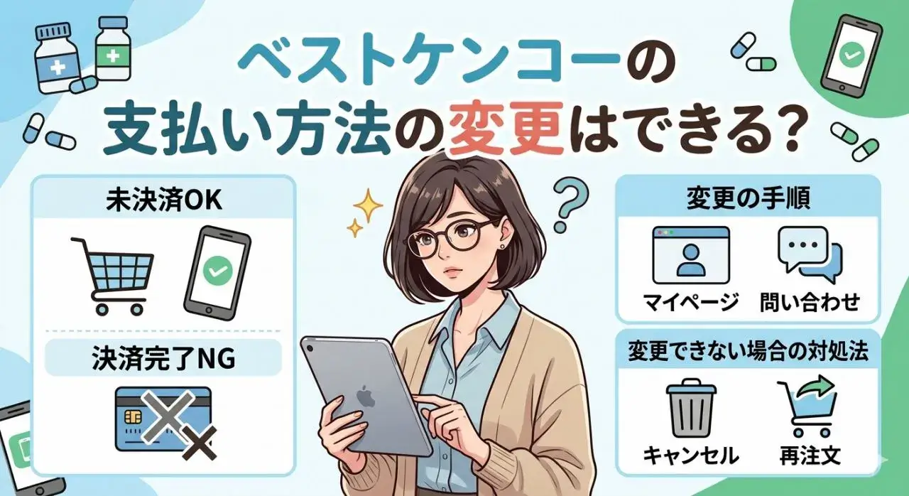 ベストケンコーの支払い方法の変更はできる?