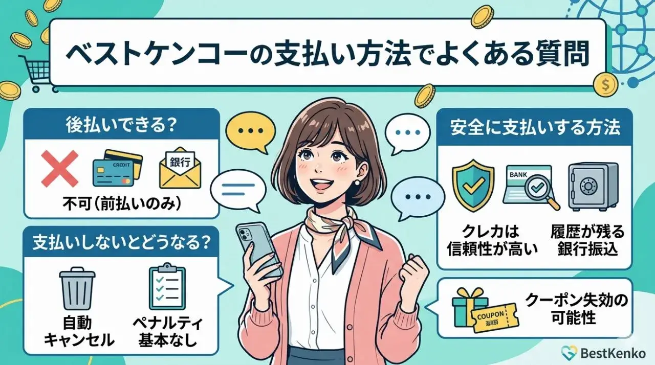 ベストケンコーの支払い方法でよくある質問