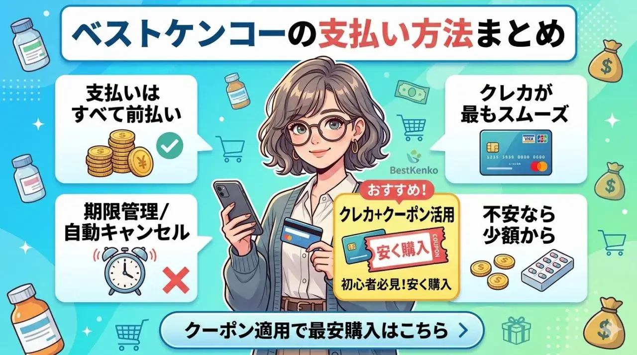 ベストケンコーの支払い方法まとめ